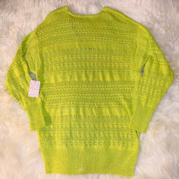 Free People Hot Tropics Lime Green V-Neck Sweater - Picture 10 of 13